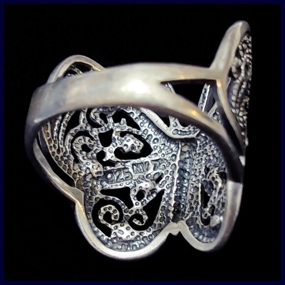 Sterling Silver 925 Filigree Butterfly Ring with CZ Accents Size 7 NV Maker Mark - Picture 6 of 9